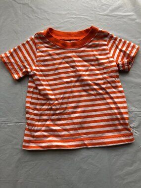 3-Months Carter's Short Sleeve Shirt with Orange/White Horizontal Stripes